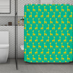 Cute Cartoon Giraffe Pattern Print Polyester Shower Curtain