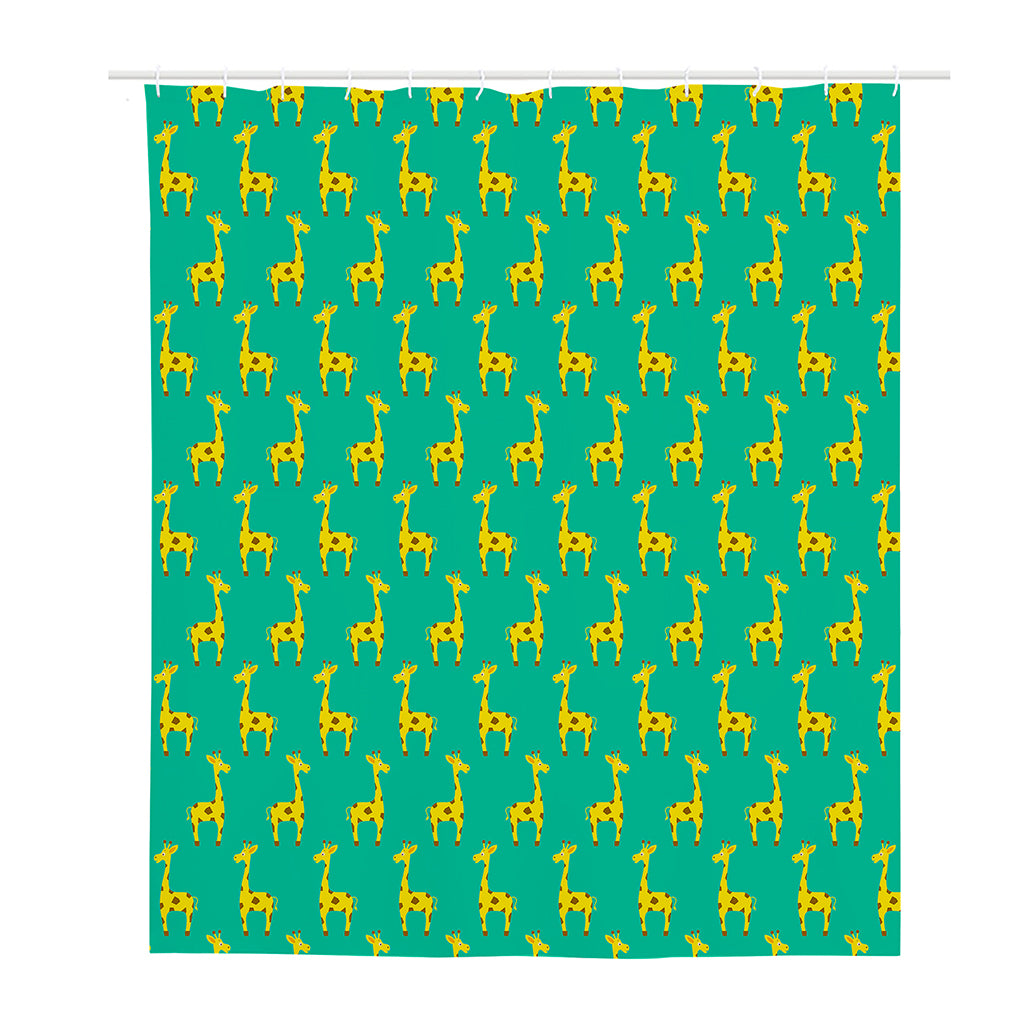 Cute Cartoon Giraffe Pattern Print Polyester Shower Curtain