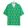 Cute Cartoon Giraffe Pattern Print Rayon Hawaiian Shirt
