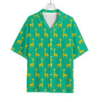 Cute Cartoon Giraffe Pattern Print Rayon Hawaiian Shirt