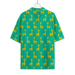 Cute Cartoon Giraffe Pattern Print Rayon Hawaiian Shirt