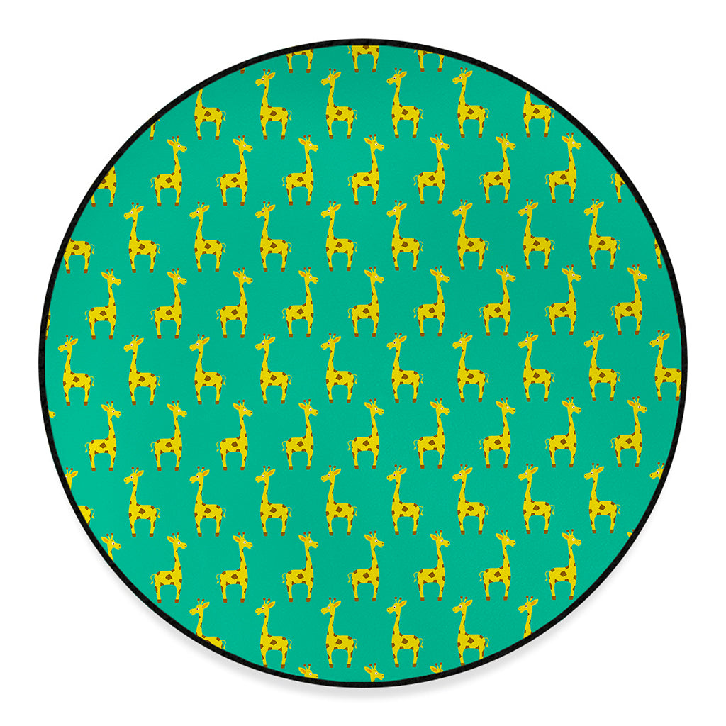 Cute Cartoon Giraffe Pattern Print Round Floor Mat