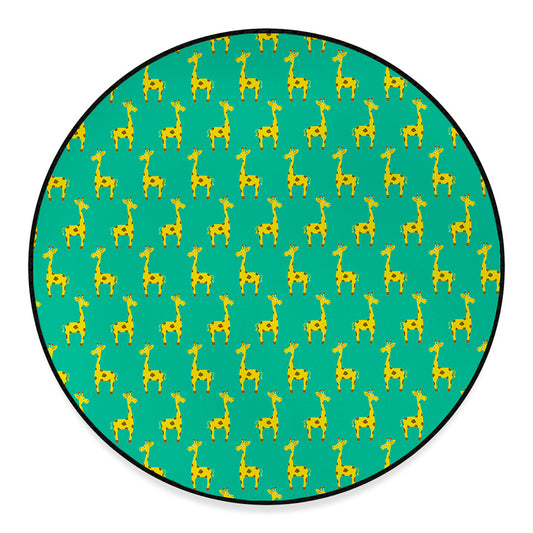 Cute Cartoon Giraffe Pattern Print Round Floor Mat