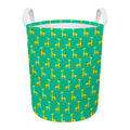 Cute Cartoon Giraffe Pattern Print Round Laundry Basket