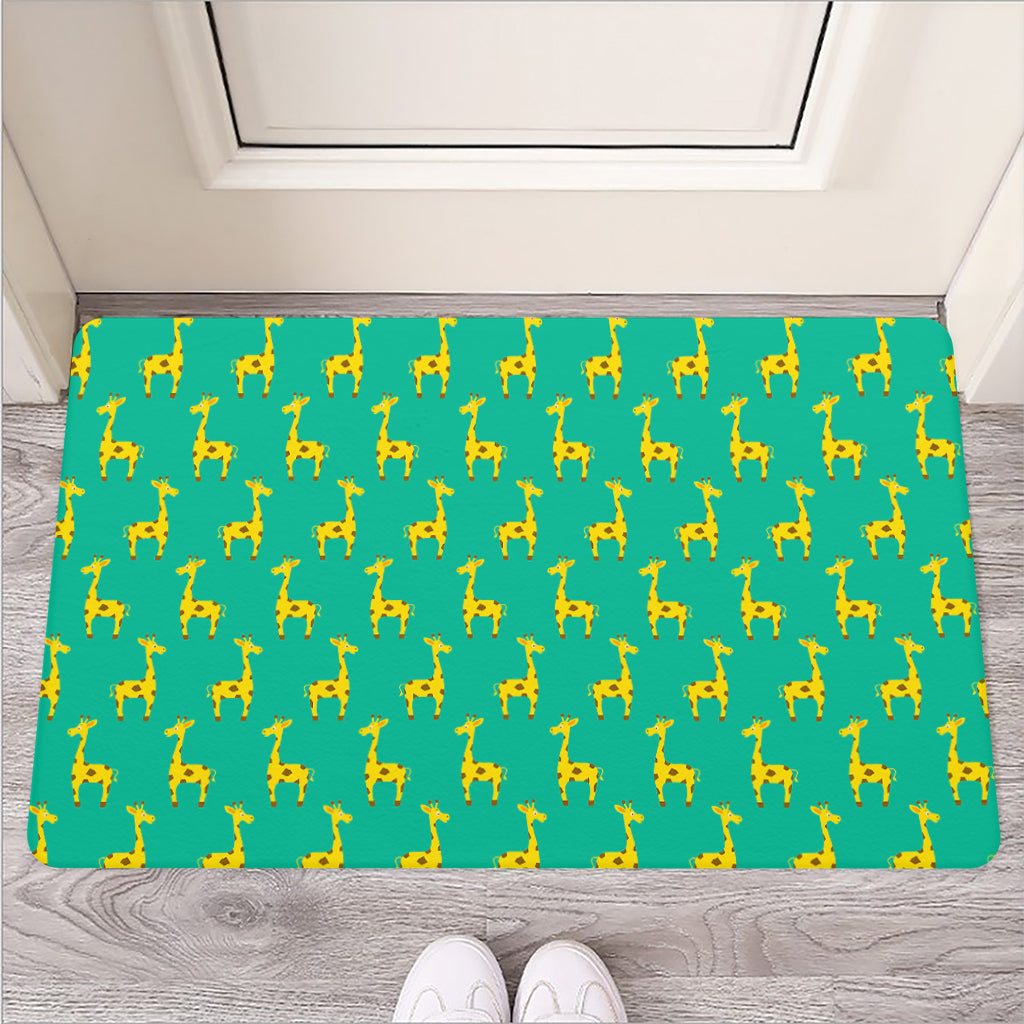 Cute Cartoon Giraffe Pattern Print Rubber Doormat