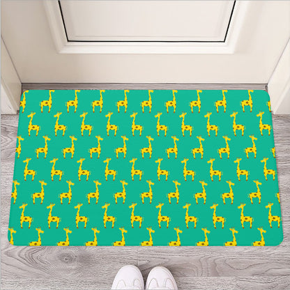 Cute Cartoon Giraffe Pattern Print Rubber Doormat