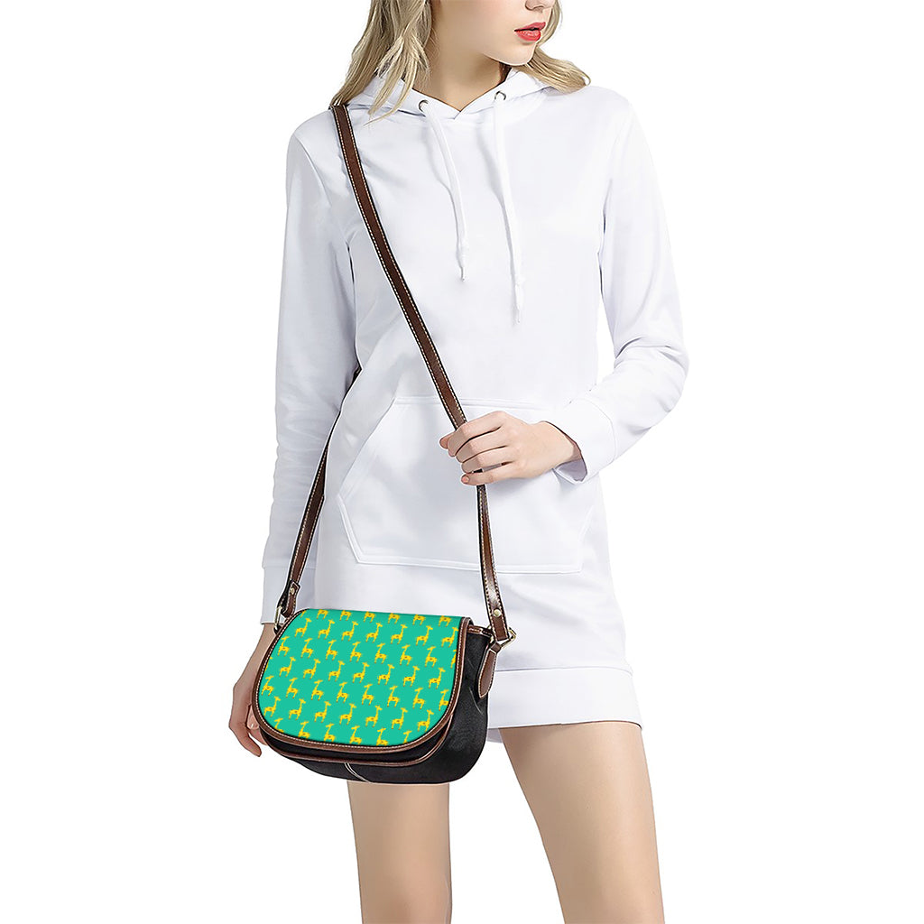 Cute Cartoon Giraffe Pattern Print Saddle Bag