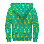 Cute Cartoon Giraffe Pattern Print Sherpa Lined Zip Up Hoodie
