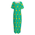 Cute Cartoon Giraffe Pattern Print Short Sleeve Long Nightdress