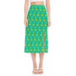 Cute Cartoon Giraffe Pattern Print Side Slit Midi Skirt