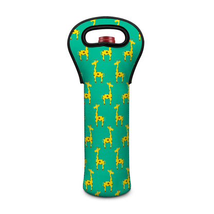 Cute Cartoon Giraffe Pattern Print Single Neoprene Wine Tote