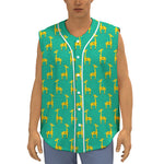 Cute Cartoon Giraffe Pattern Print Sleeveless Baseball Jersey