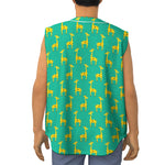 Cute Cartoon Giraffe Pattern Print Sleeveless Baseball Jersey