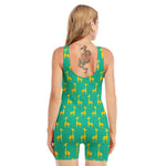 Cute Cartoon Giraffe Pattern Print Sleeveless One Piece Swimsuit