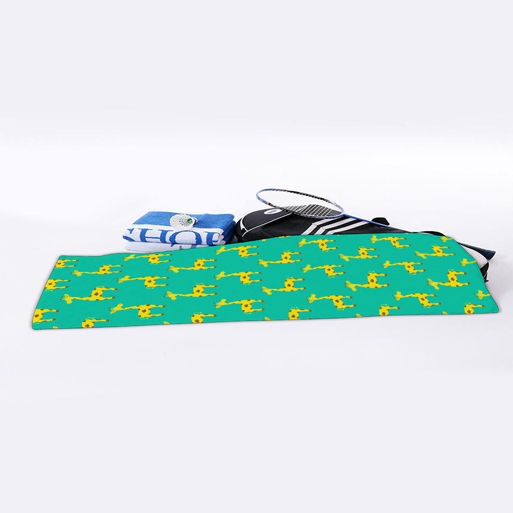 Cute Cartoon Giraffe Pattern Print Sports Towel