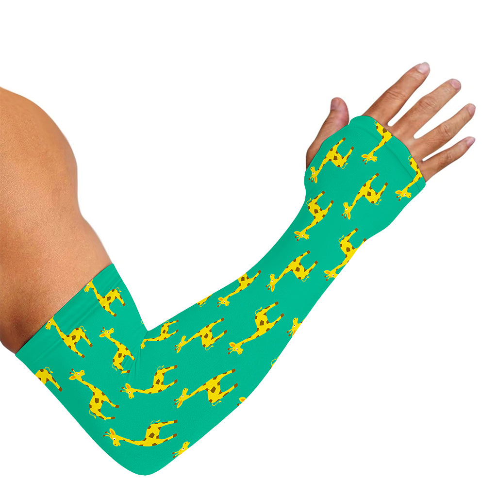 Cute Cartoon Giraffe Pattern Print Sun Protection Arm Sleeves