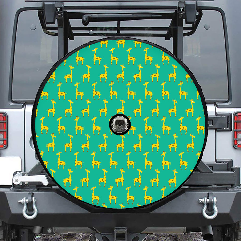 Cute Cartoon Giraffe Pattern Print Tire Cover With Camera Hole