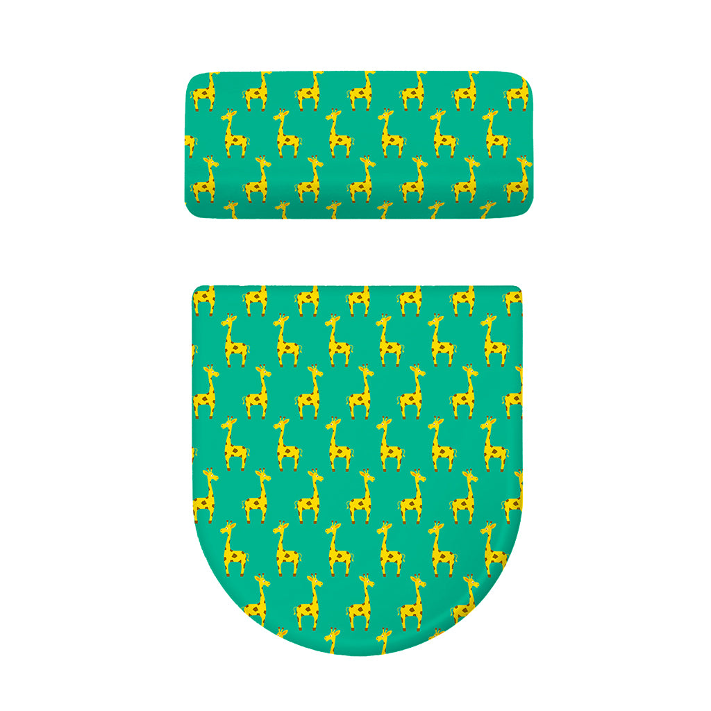 Cute Cartoon Giraffe Pattern Print Toilet Lid And Tank Cover Set
