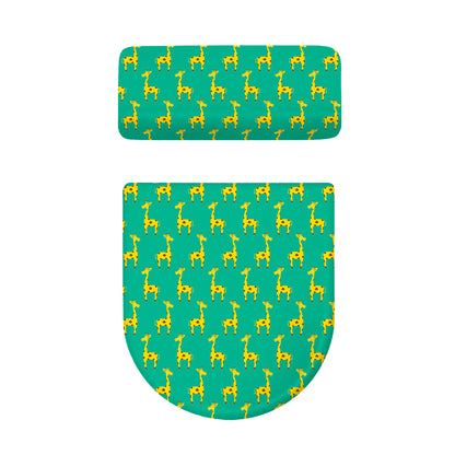 Cute Cartoon Giraffe Pattern Print Toilet Lid And Tank Cover Set
