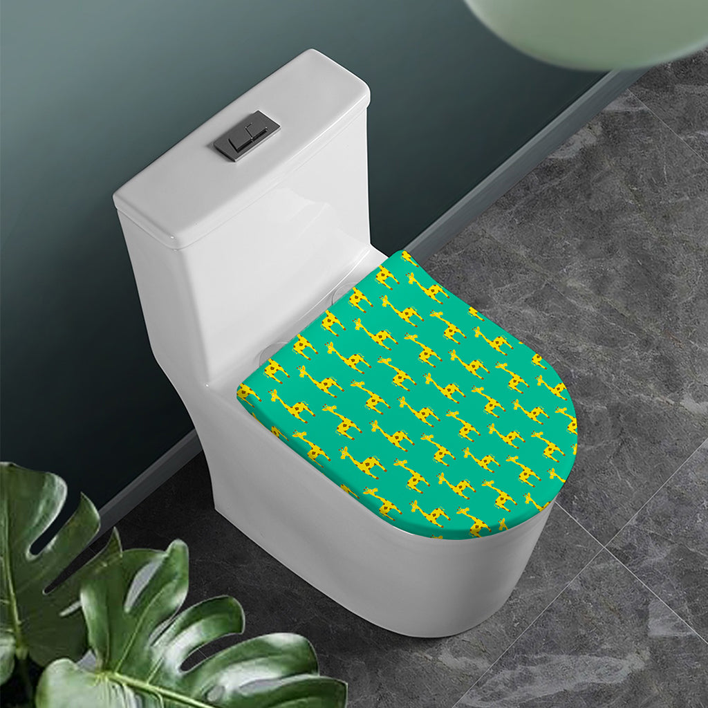 Cute Cartoon Giraffe Pattern Print Toilet Lid Cover