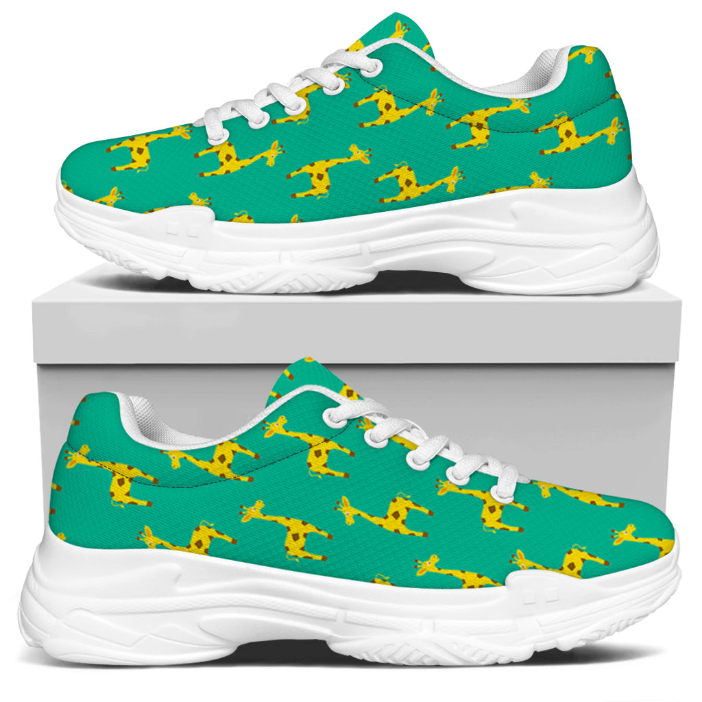 Cute Cartoon Giraffe Pattern Print White Chunky Shoes