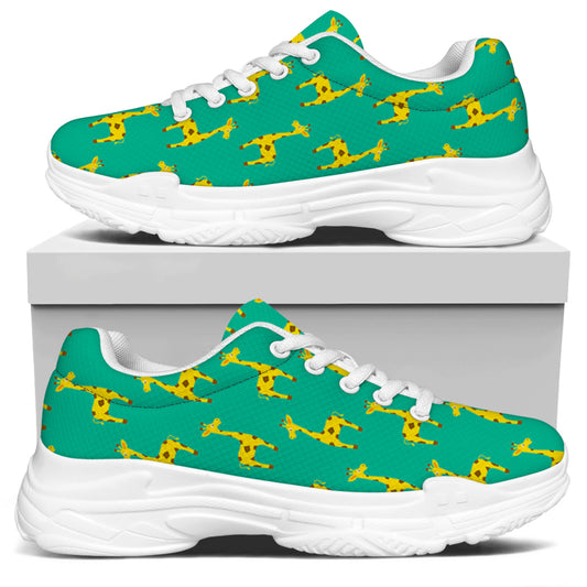 Cute Cartoon Giraffe Pattern Print White Chunky Shoes