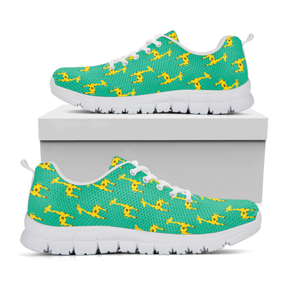 Cute Cartoon Giraffe Pattern Print White Running Shoes