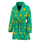 Cute Cartoon Giraffe Pattern Print Women's Bathrobe