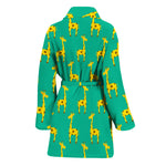 Cute Cartoon Giraffe Pattern Print Women's Bathrobe