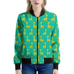 Cute Cartoon Giraffe Pattern Print Women's Bomber Jacket