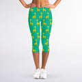Cute Cartoon Giraffe Pattern Print Women's Capri Leggings