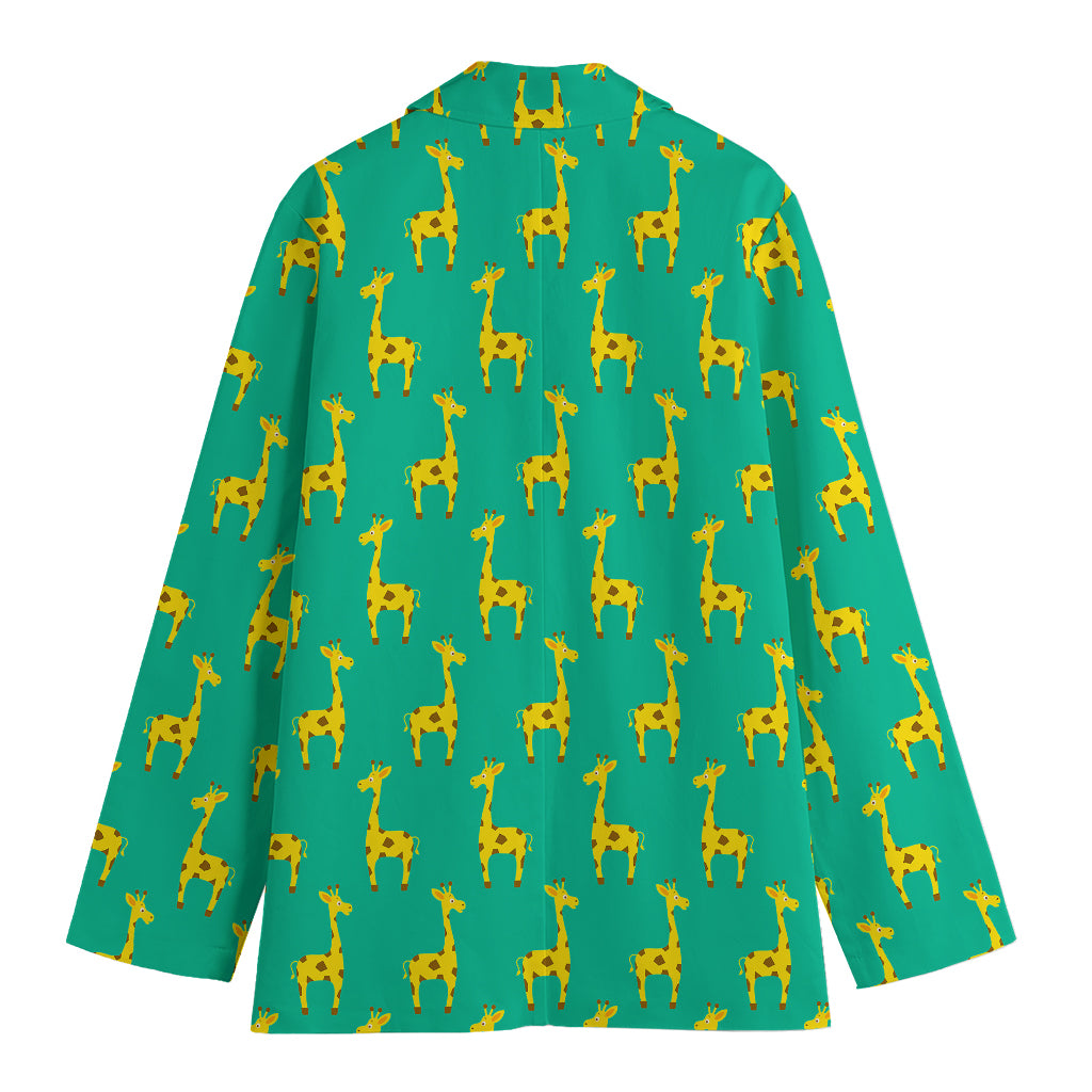 Cute Cartoon Giraffe Pattern Print Women's Cotton Blazer