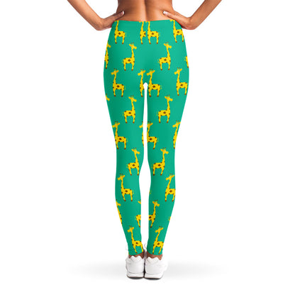 Cute Cartoon Giraffe Pattern Print Women's Leggings