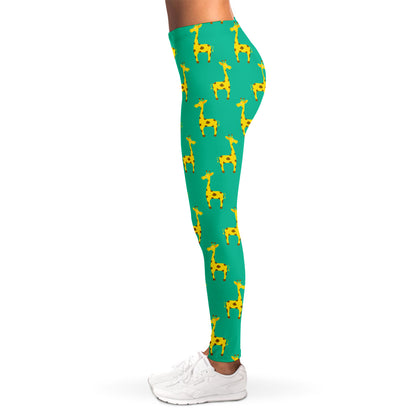 Cute Cartoon Giraffe Pattern Print Women's Leggings