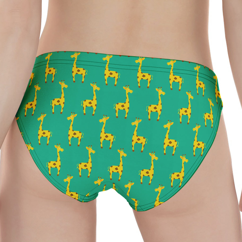 Cute Cartoon Giraffe Pattern Print Women's Panties