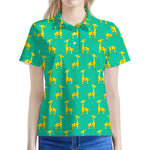 Cute Cartoon Giraffe Pattern Print Women's Polo Shirt