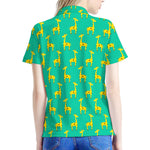 Cute Cartoon Giraffe Pattern Print Women's Polo Shirt