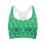 Cute Cartoon Giraffe Pattern Print Women's Sports Bra