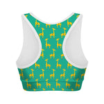 Cute Cartoon Giraffe Pattern Print Women's Sports Bra