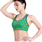 Cute Cartoon Giraffe Pattern Print Women's Sports Bra