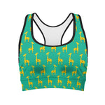 Cute Cartoon Giraffe Pattern Print Women's Sports Bra
