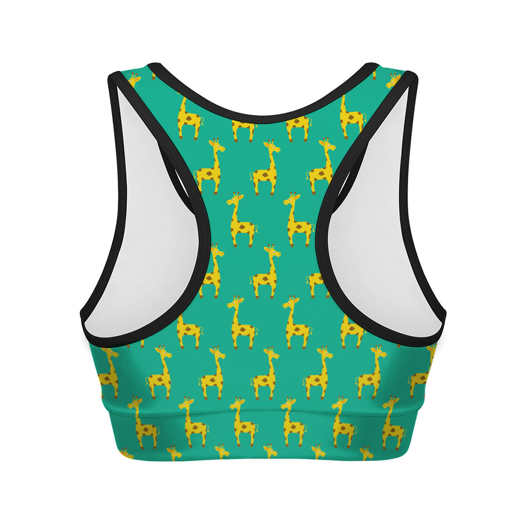 Cute Cartoon Giraffe Pattern Print Women's Sports Bra
