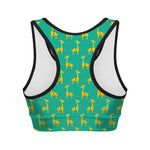 Cute Cartoon Giraffe Pattern Print Women's Sports Bra