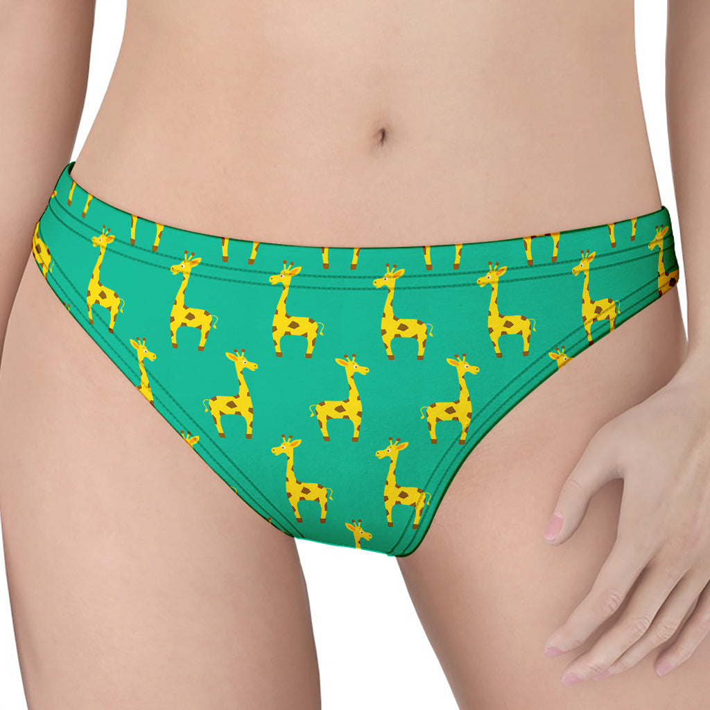 Cute Cartoon Giraffe Pattern Print Women's Thong