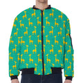 Cute Cartoon Giraffe Pattern Print Zip Sleeve Bomber Jacket