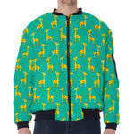 Cute Cartoon Giraffe Pattern Print Zip Sleeve Bomber Jacket