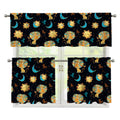 Cute Cartoon Leo Pattern Print 3 Piece Kitchen Curtains