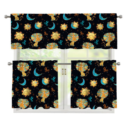 Cute Cartoon Leo Pattern Print 3 Piece Kitchen Curtains