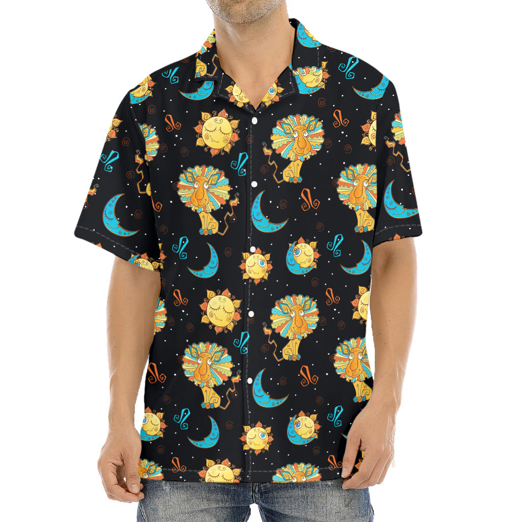 Cute Cartoon Leo Pattern Print Aloha Shirt