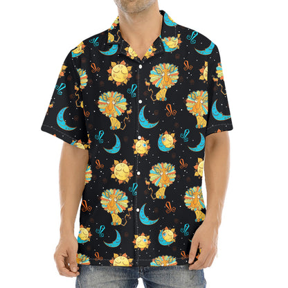 Cute Cartoon Leo Pattern Print Aloha Shirt